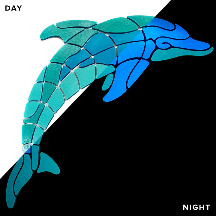 Playful Dolphin Large Right Glow in the Dark Pool Mosaics