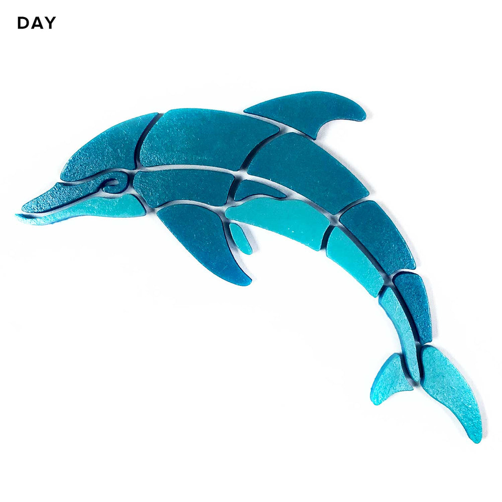 Playful Dolphin Left Glow in the Dark Pool Mosaic
