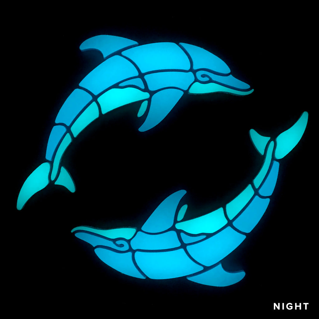 Playful Circle Dolphins Right Glow in the Dark Pool Mosaic