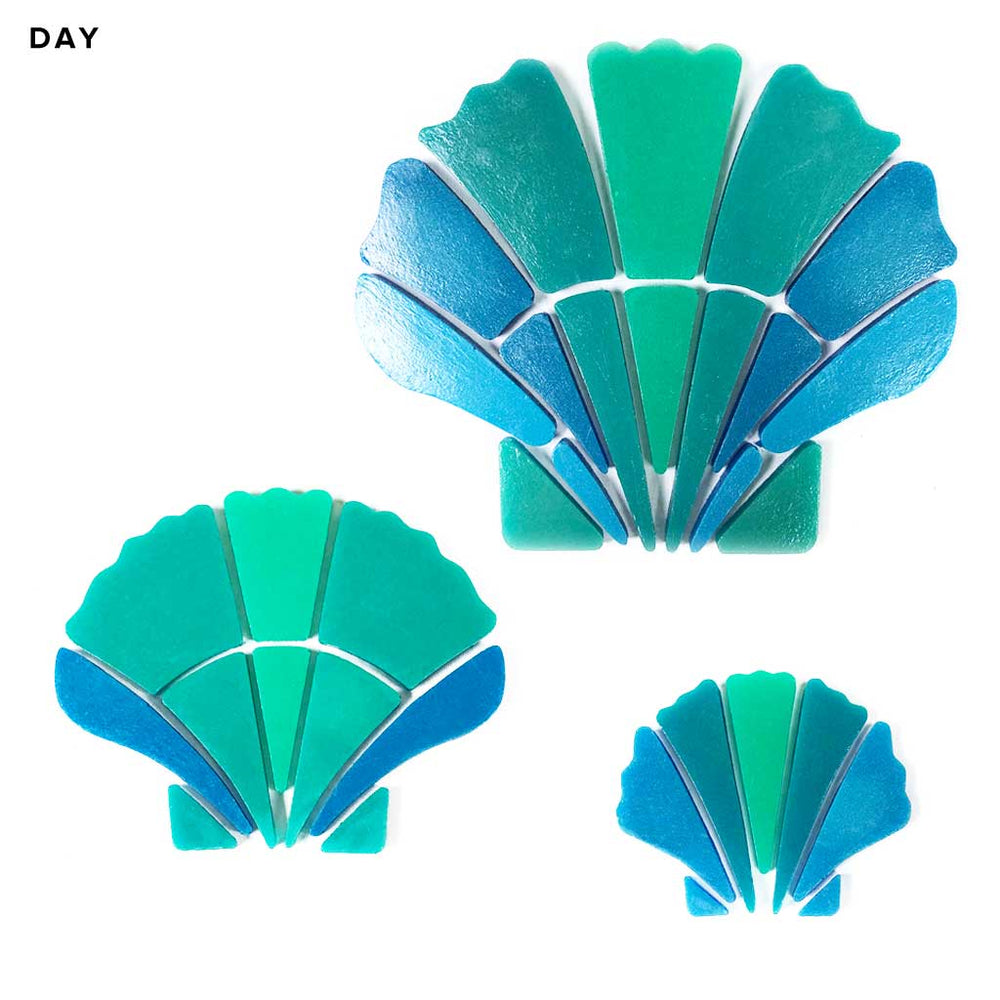 Scallop Shell Family Glow in the Dark Pool Mosaics Daytime