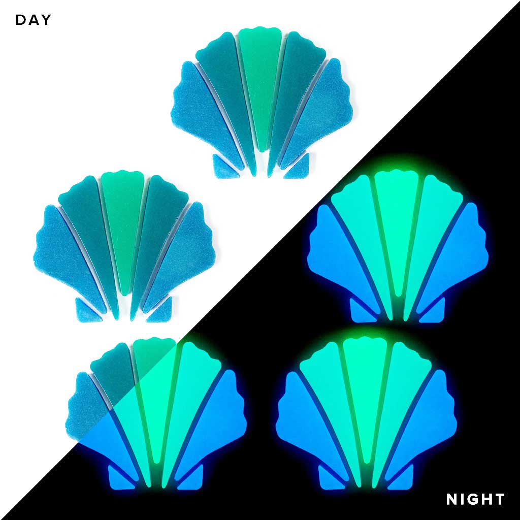 Scallop Shell Small Glow in the Dark Pool Mosaic 5 PK