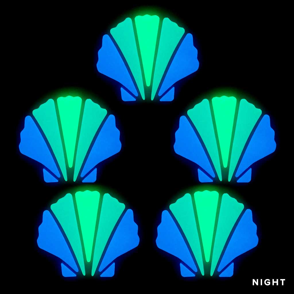 Scallop Shell Small Glow in the Dark Pool Mosaics 5 Pack
