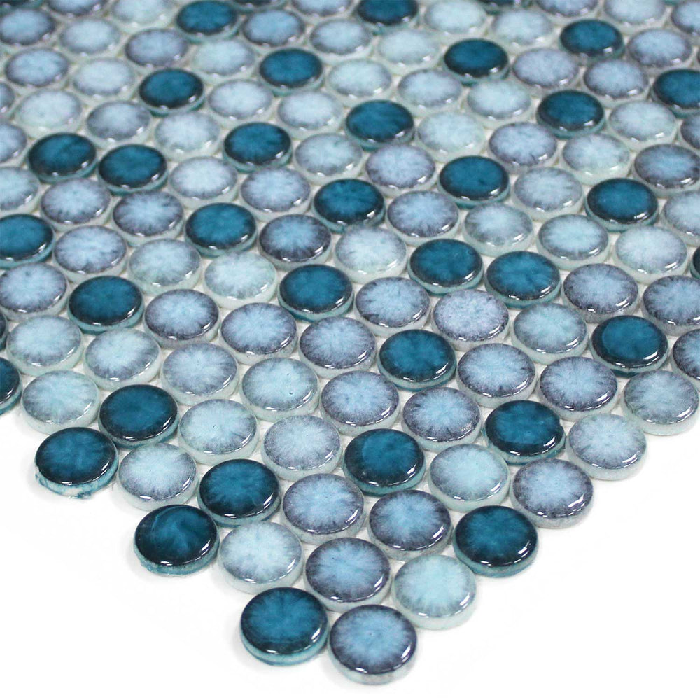 Sea Breeze Penny Round Glass Pool Tile