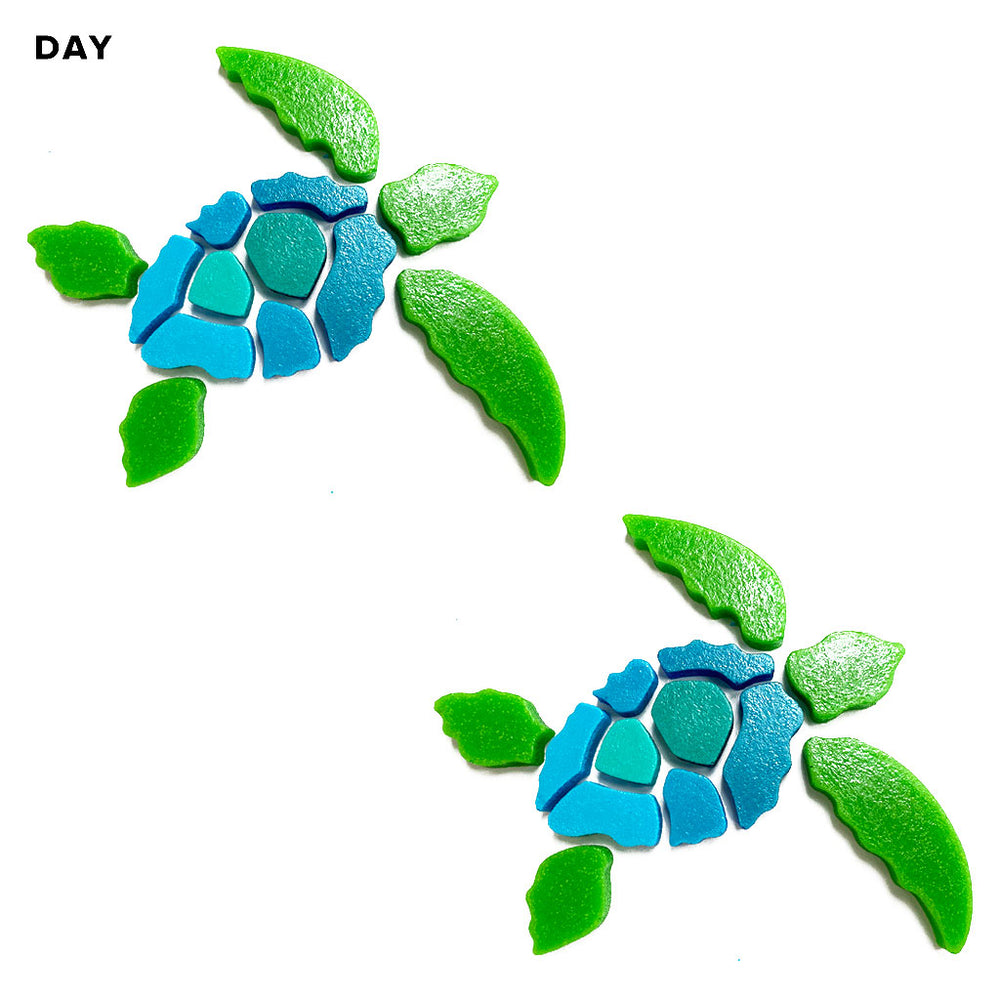 Sea Turtles Facing Right Glow in the Dark Pool Mosaics