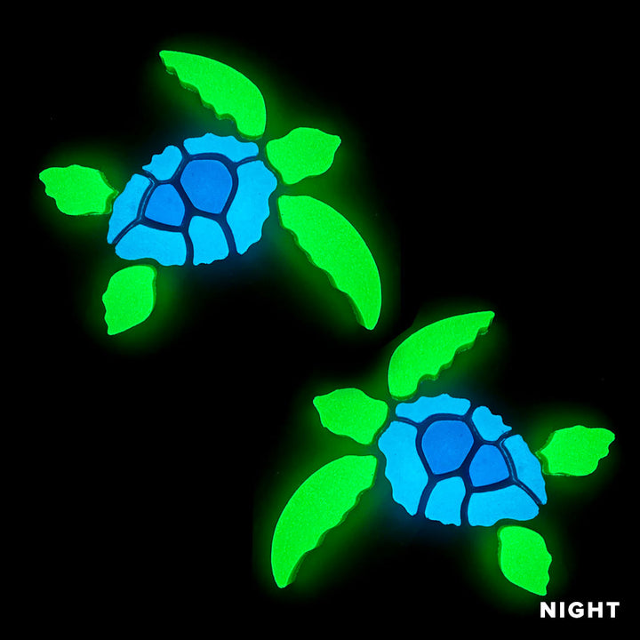 Sea Turtles Left Right Glow in the Dark Pool Mosaics Night Time