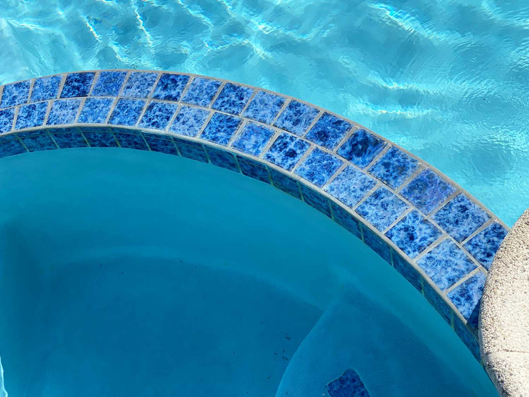 Seafoam Water Waves 3x3 Porcelain Tile Around Spa