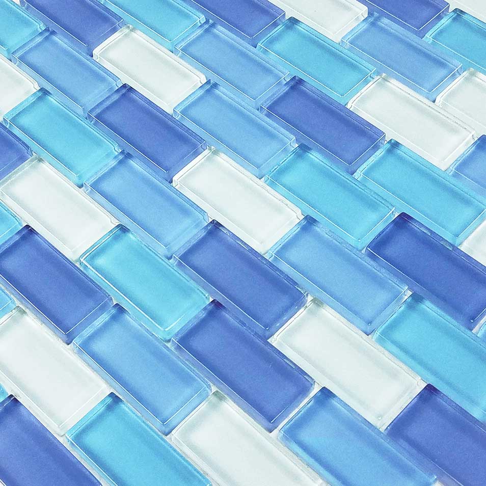 Sky Blue Blend 1x2 Glass Tile