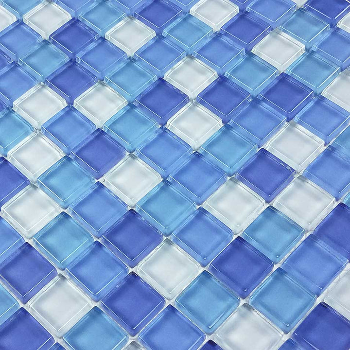 Sky Blue Blend 1″ x 1″ Glass Pool Tile