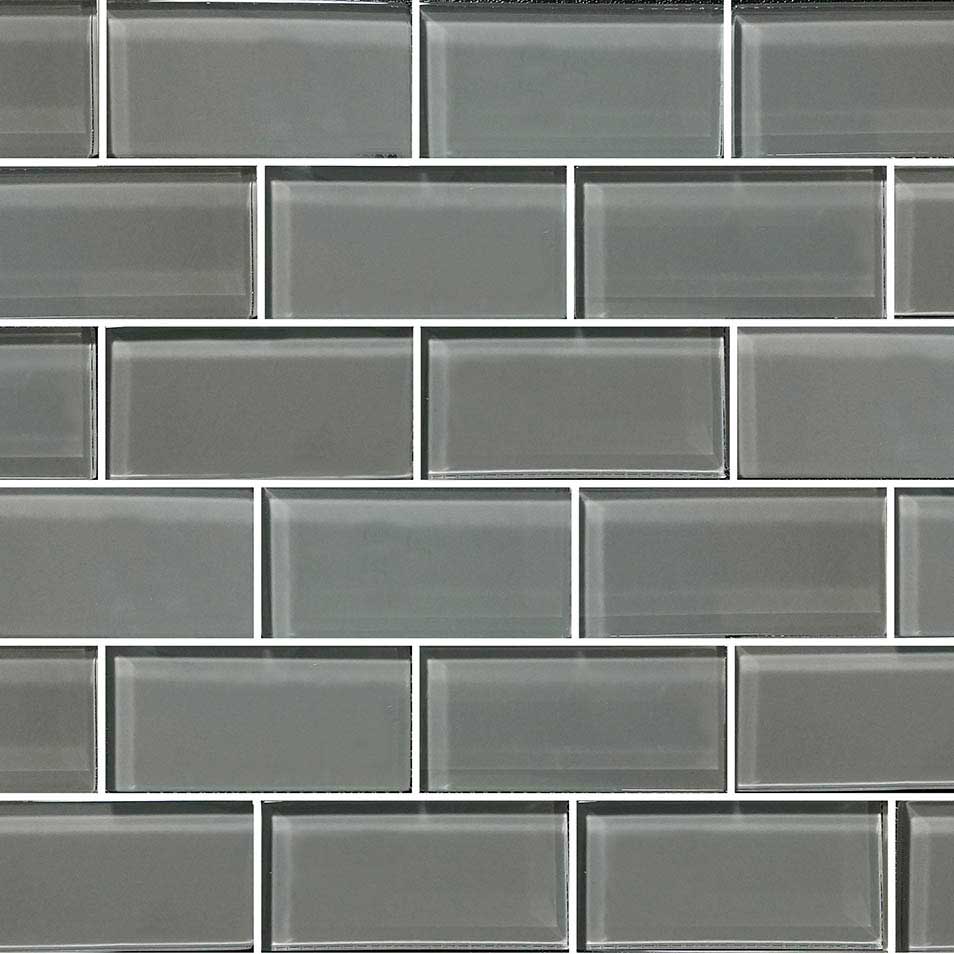 Solid Gray 2 X 4 Subway Glass Tile AquaTiles   Solid Gray Subway Glass Pool Tile 