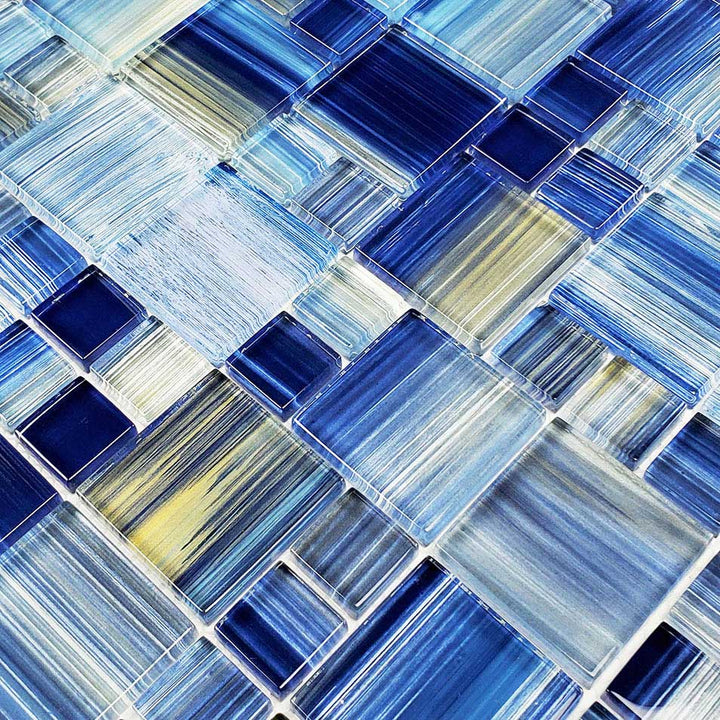 Steel Dark Blue Mixed Glass Pool Tile