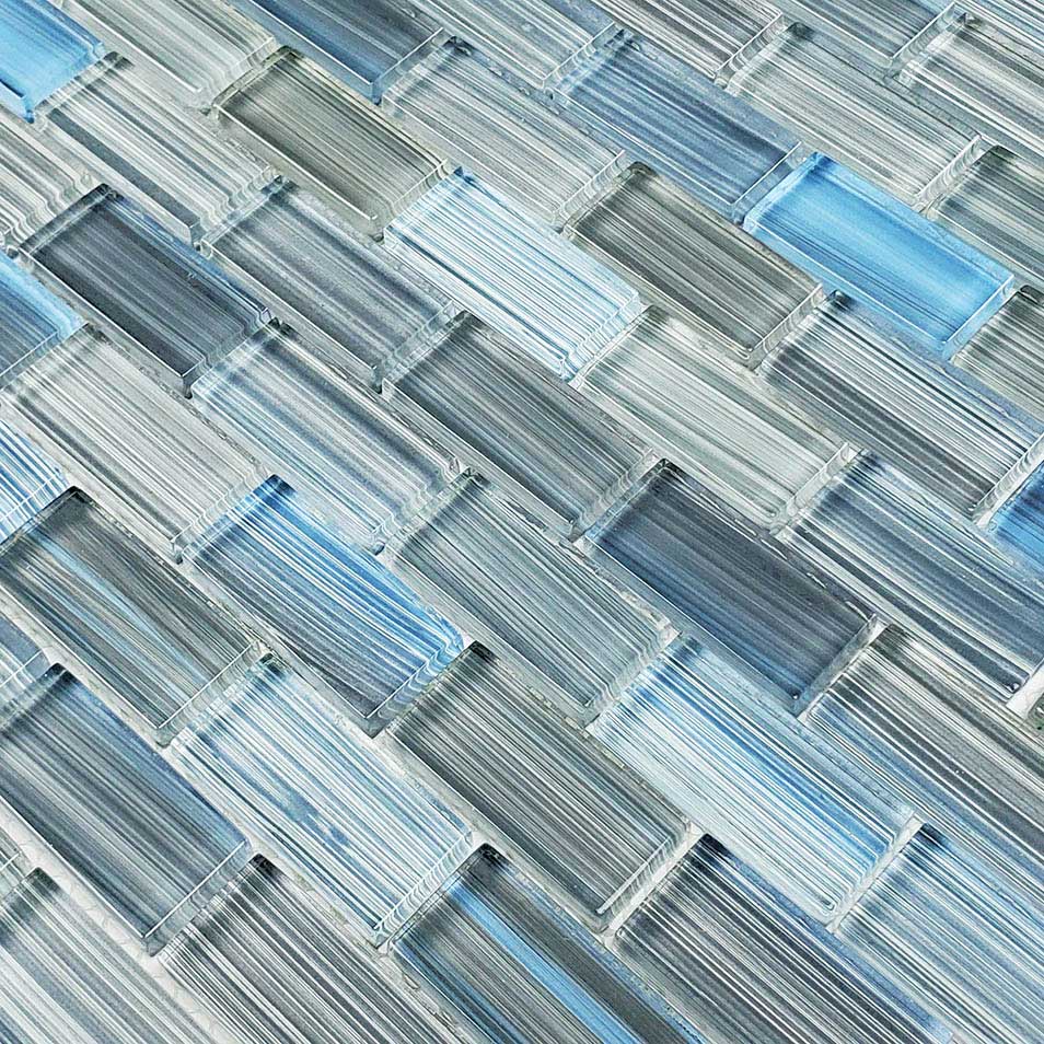 Steel Gray 1x2 Waterline Glass Pool Tile