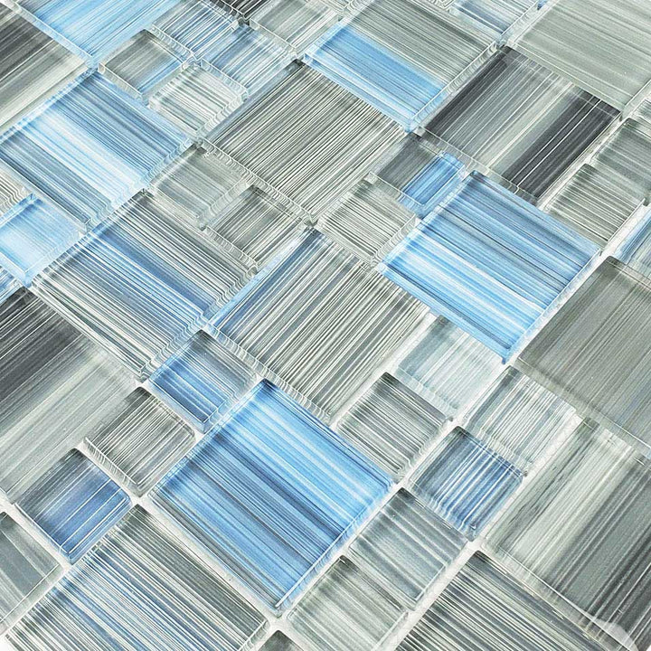 Steel Gray Mixed Waterline Glass Pool Tile
