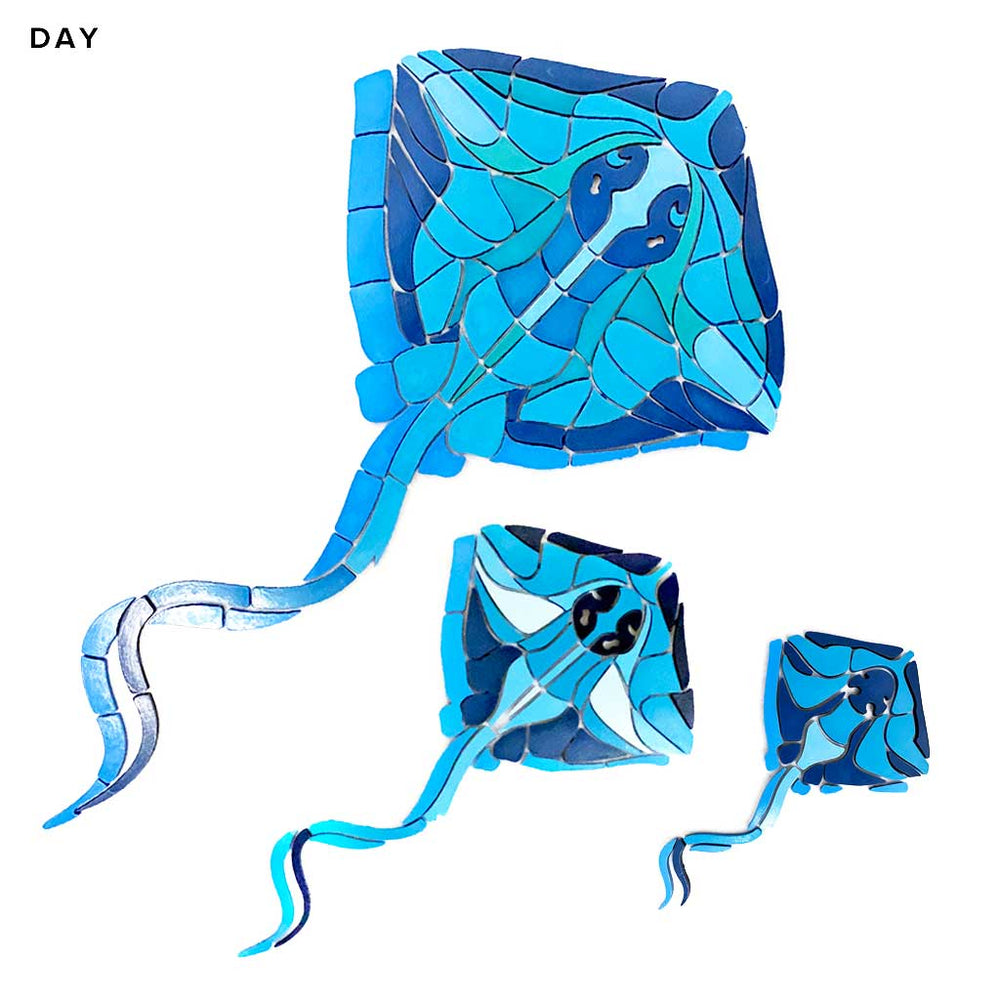 Stingray Family Glow in the Dark Pool Mosaic