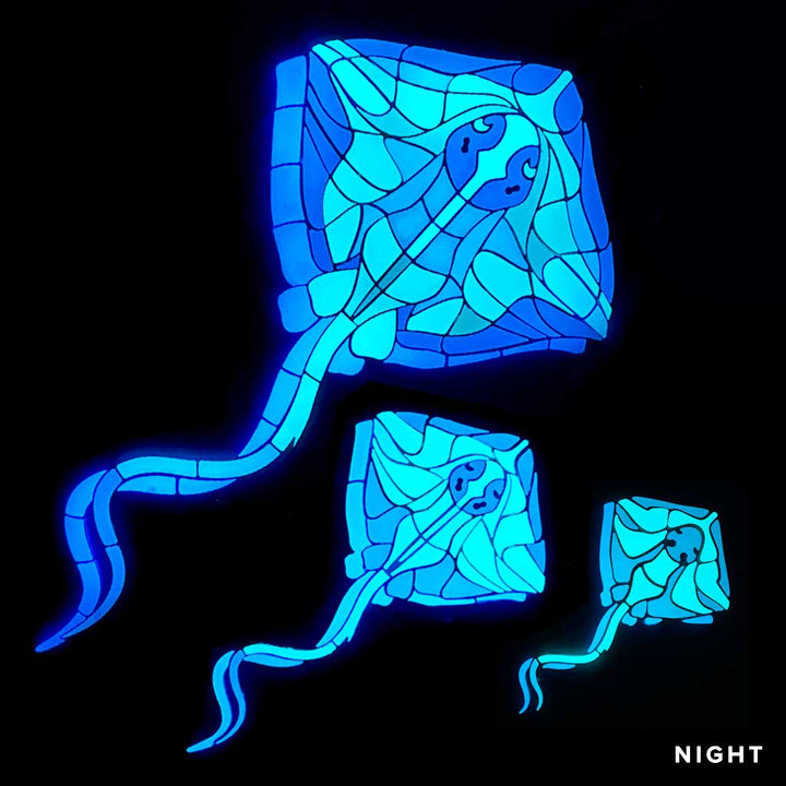 Stingray Family Glow in the Dark Pool Mosaics Night Time