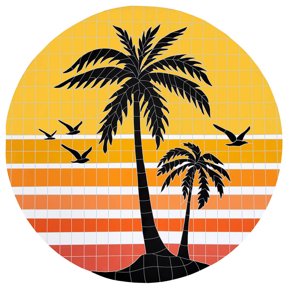 Sunset and Palms Pool Mosaic