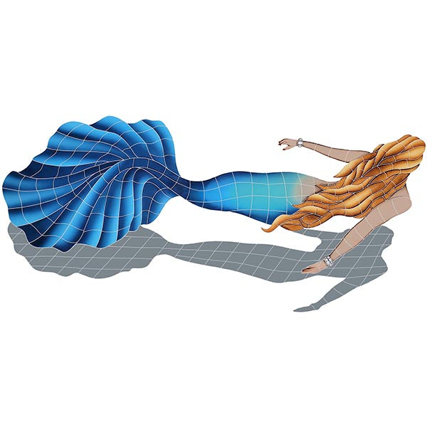 Swimming Mermaid with Shadow Pool Mosaic