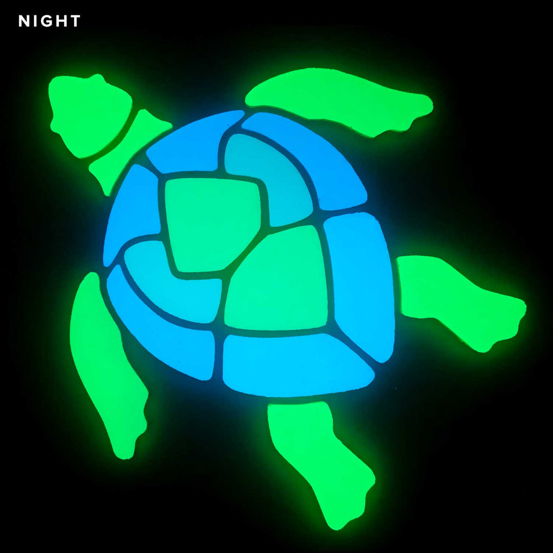 Swimming Turtle Large Glow in the Dark Pool Mosaic Night Time