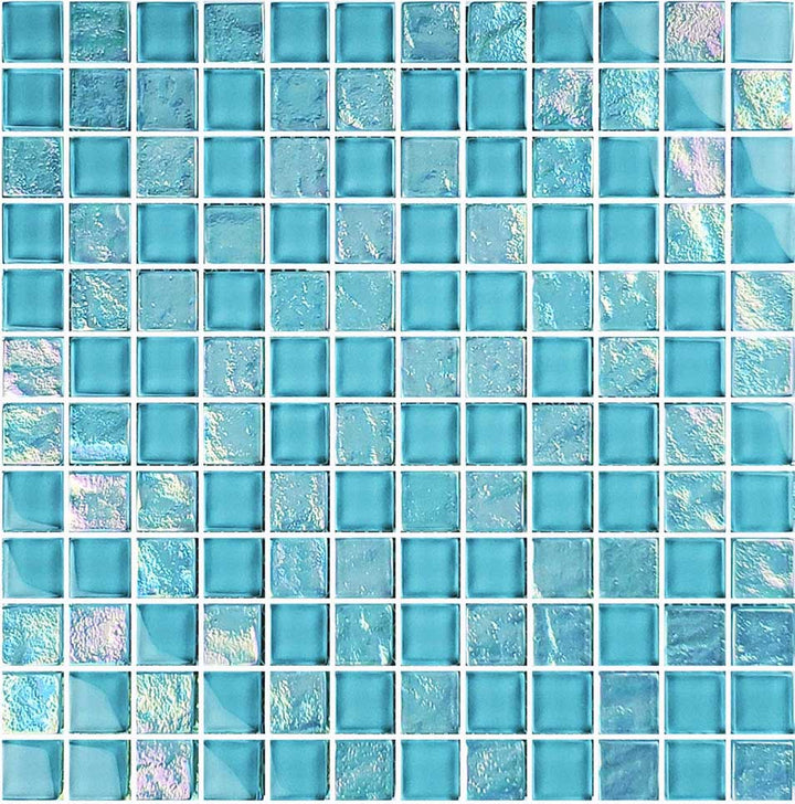 Turquoise 1x1 Iridescent Glass Pool Tile