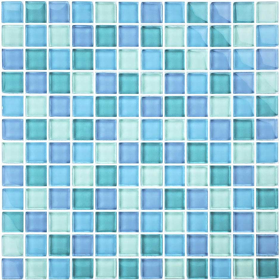 Turquoise Blue Blend 1x1 Glass Pool Tile