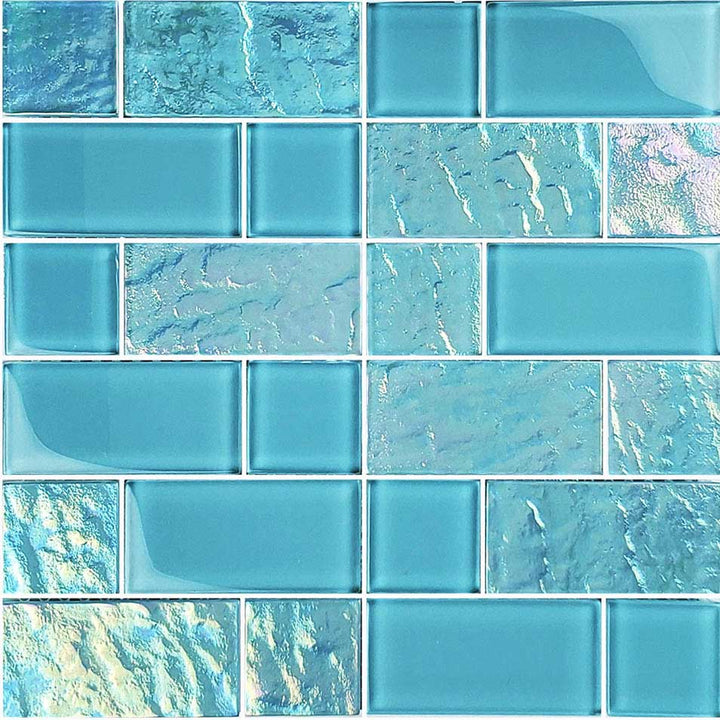 Turquoise Iridescent Mixed Glass Pool Tile