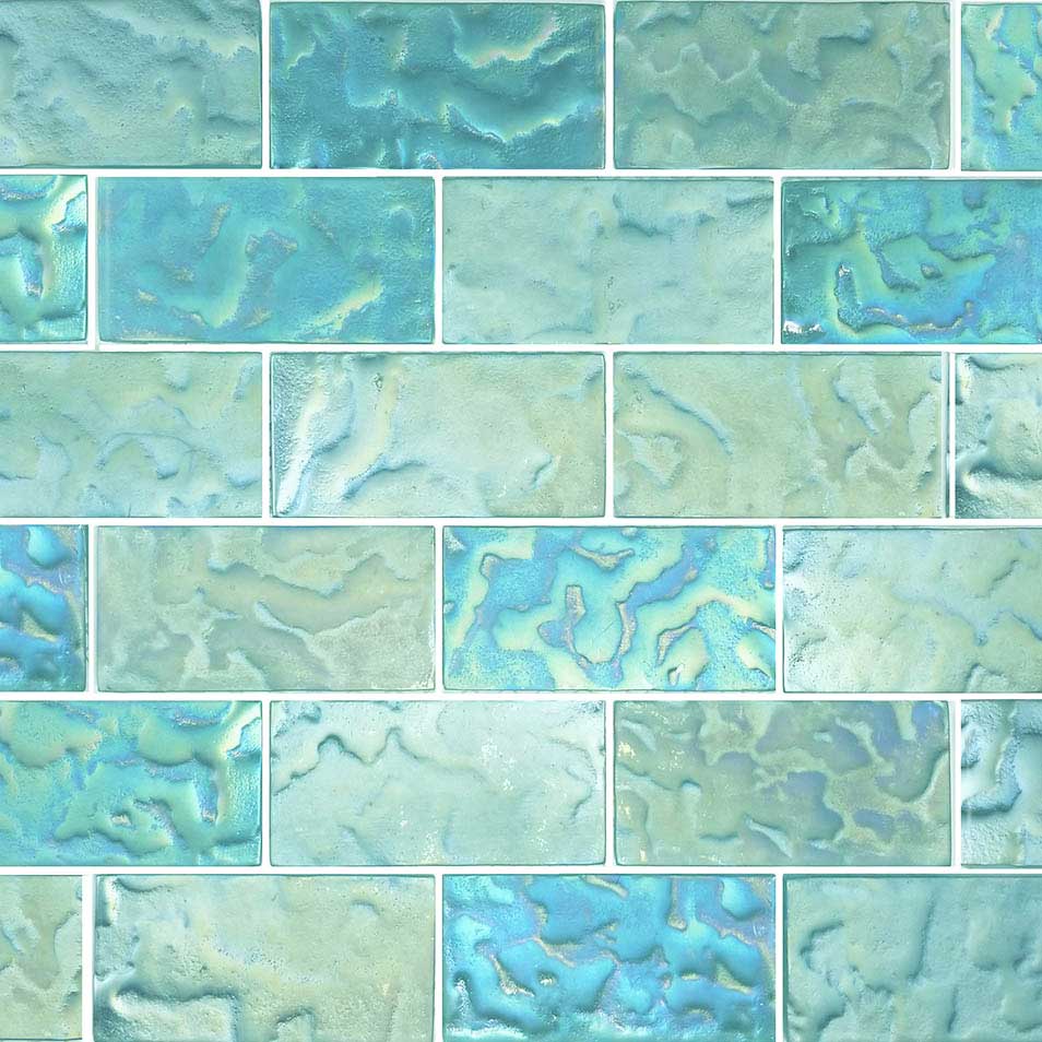 Turquoise Iridescent 2x4 Subway Glass Pool Tile