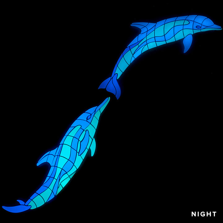 Large Wave Dolphins Right Glow in the Dark Pool Mosaics