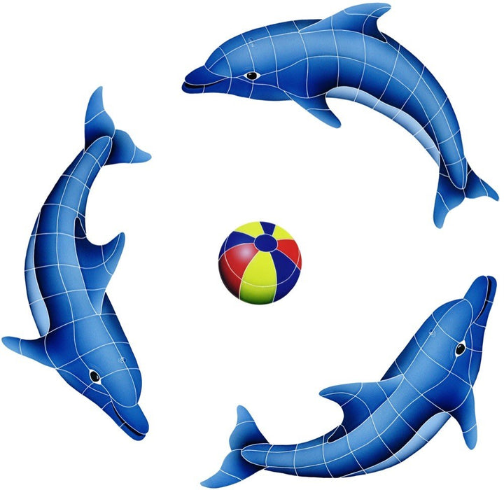 Dolphin Group with Multi Color Beach Ball Pool Mosaics